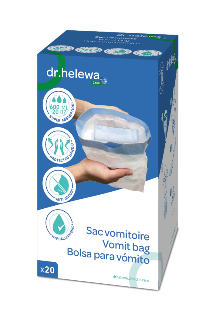 SAC  VOMITOIRE HYPOALLERGENIQUE DR HELEWA AVEC TAMPON ABSORBANT 600ML (X20)