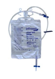 COLLECTEUR URINE STERILE SYSTÈME CLOS 2 LITRES VALVE ANTIRETOUR SITE DE PRELEVEMENT SANS AIGUILLE  ROBINET DE VIDANGE CROCHET INTEGRE 