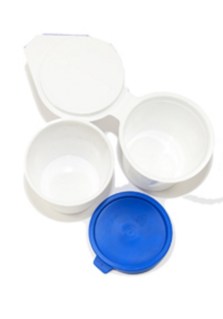 POLYPROPYLENE SPITTOON WITH ATTACHED LID SINGLE USE