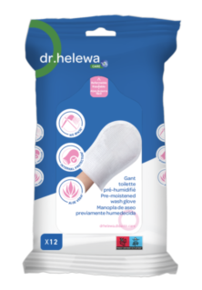 DR HELEWA PRE-MOISTENED & NO-RINSE WASH GLOVE WITH PROTECTIVE LINER (X12)