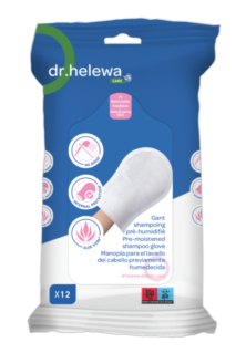 DR HELEWA PRE-MOISTENED   NO-RINSE SHAMPOO GLOVE WITH PROTECTIVE INTERNAL LINER (X12)