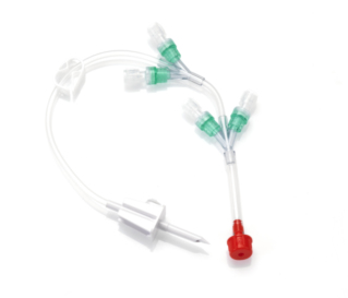 ONCOLOGY 4-WAY ADMINISTRATION LINE PVC DEHP-FREE WITH CHECK VALVE AND STOPPER