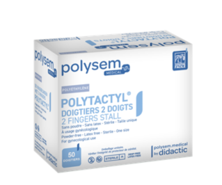 DOIGTIER POLYETHYLENE 2 DOIGTS POLYSEM MEDICAL USAGE UNIQUE NON STERILE BOITE DE 100