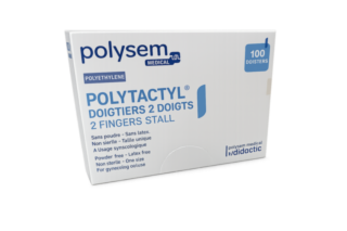 2-FINGER POLYETHYLENE FINGER COTS POLYSEM MEDICAL SINGLE USE NON-STERILE BOX OF 100